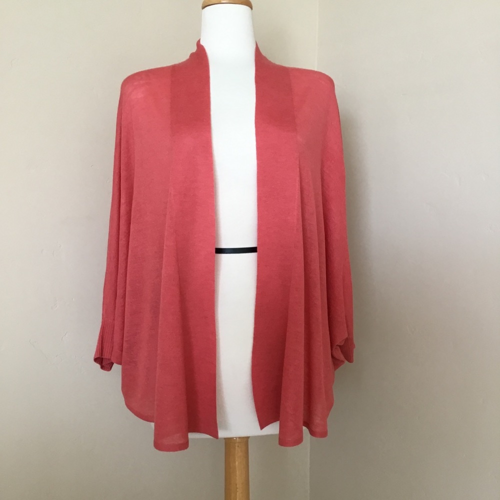 Eileen Fisher Cardigan Sweater Coral Wool Camel Blend Size L